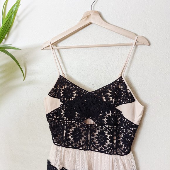 New Foxiedox Ophelia Two Two Striped Lace Print Sleeveless Pleated Mini Dress - Picture 3 of 13